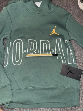 Jordan Kids Green Hoodie with Yellow Jumpman Accent